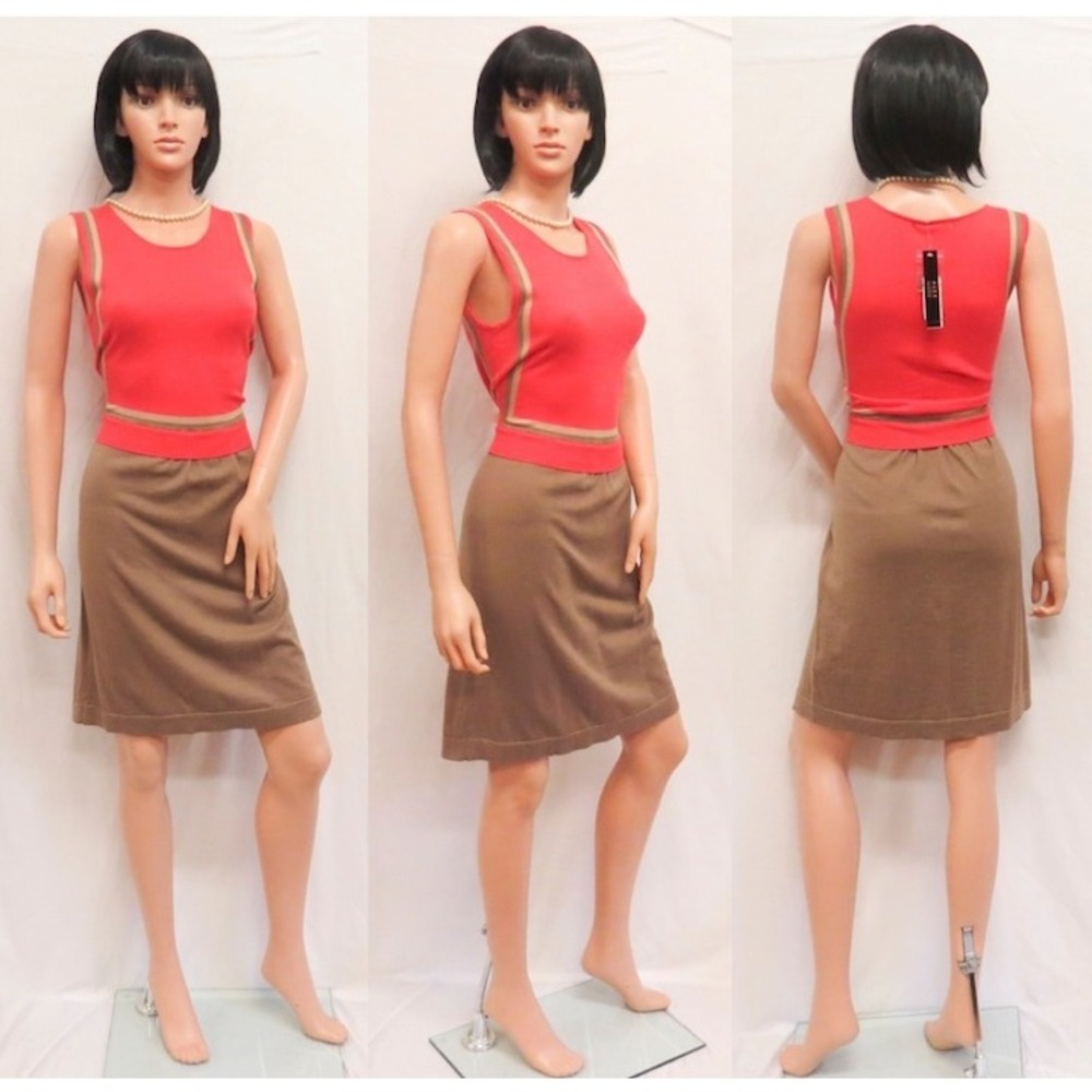 ALEX MARIE Cayenne Pink & Brown Soft Knit "Amanda" Sweater Dress XL